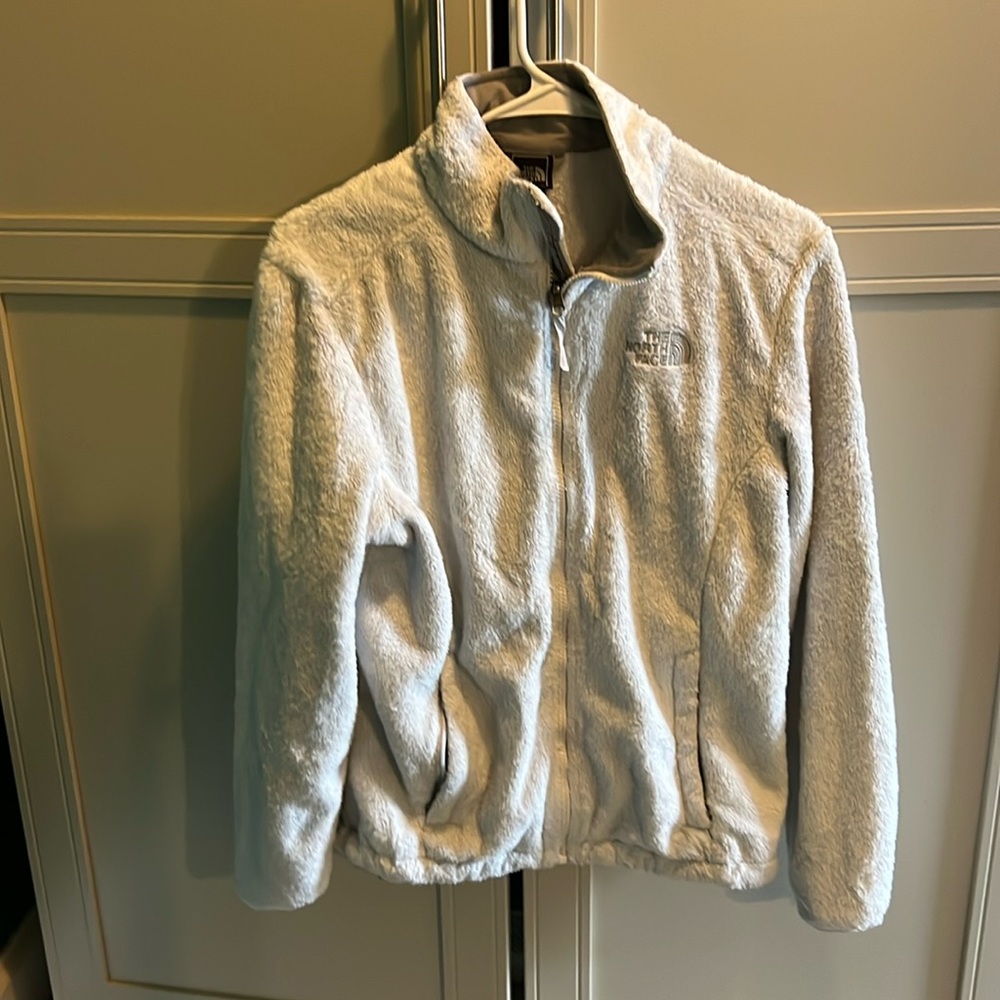 Women’s white north face zip up sweatshirt